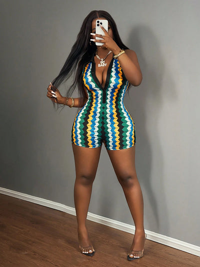 Vibrant Summer Sleeveless Mini Jumpsuit