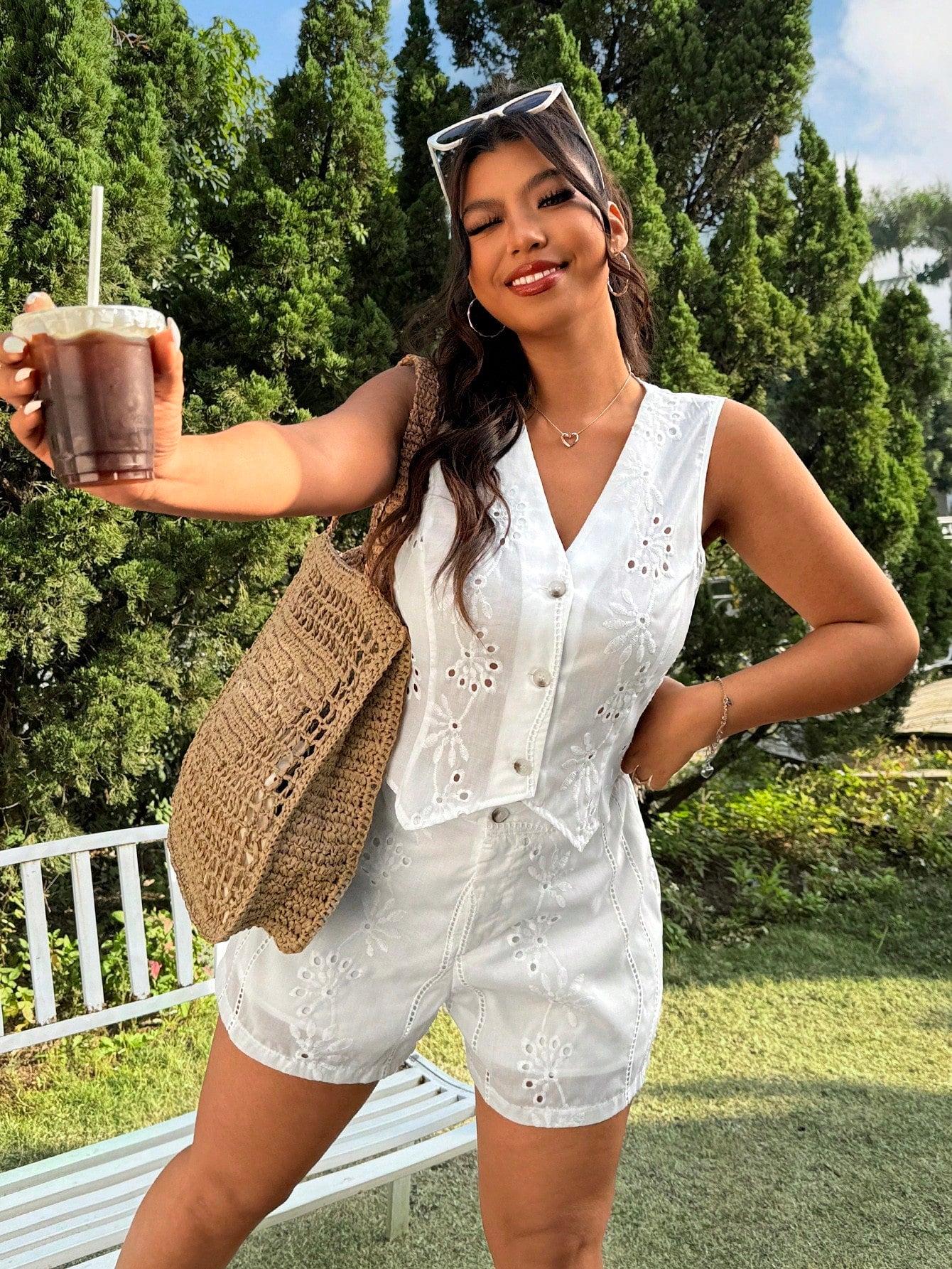Plus Size Striped Summer Vest & Shorts Set
