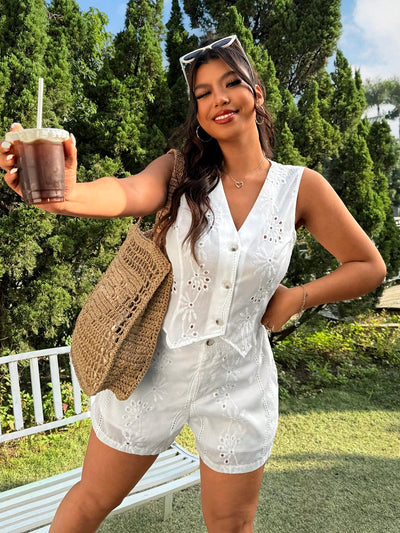 Plus Size Striped Summer Vest & Shorts Set