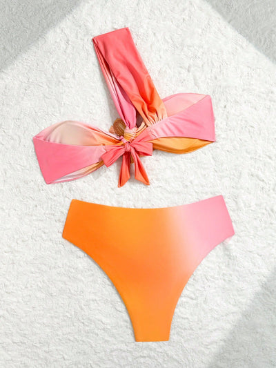 Vibrant Floral Backless Bikini Set - 2 Piece