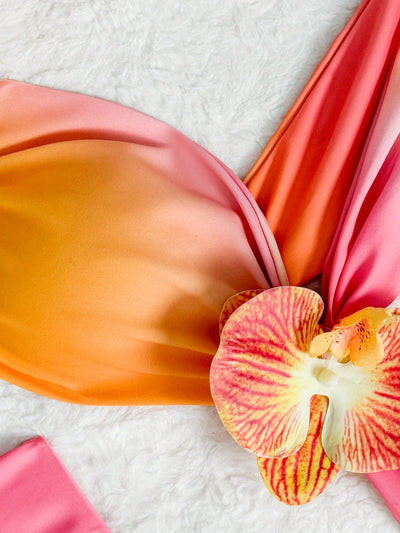 Vibrant Floral Backless Bikini Set - 2 Piece