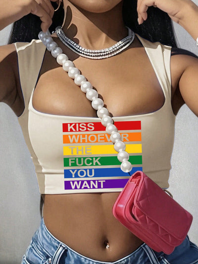 Vibrant LGBT Pride Rainbow Square Neck Tank Top