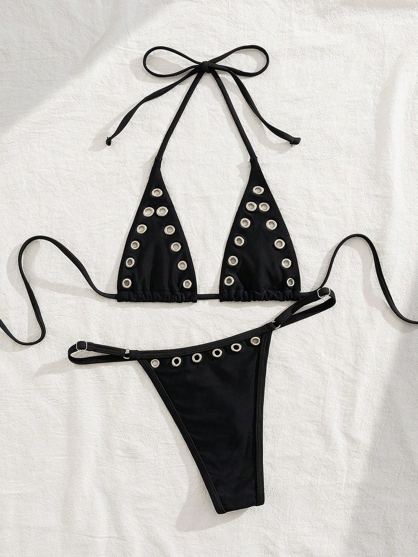 Rivet Lace-Up Halter Bikini Set - Empower Your Beach Vibe