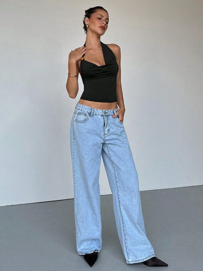 Effortless Elegance Neck Hanging Coffee Tank Top