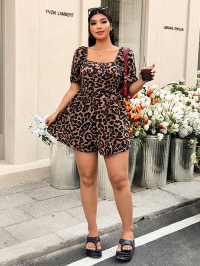 Fierce Plus Size Leopard Print Romper