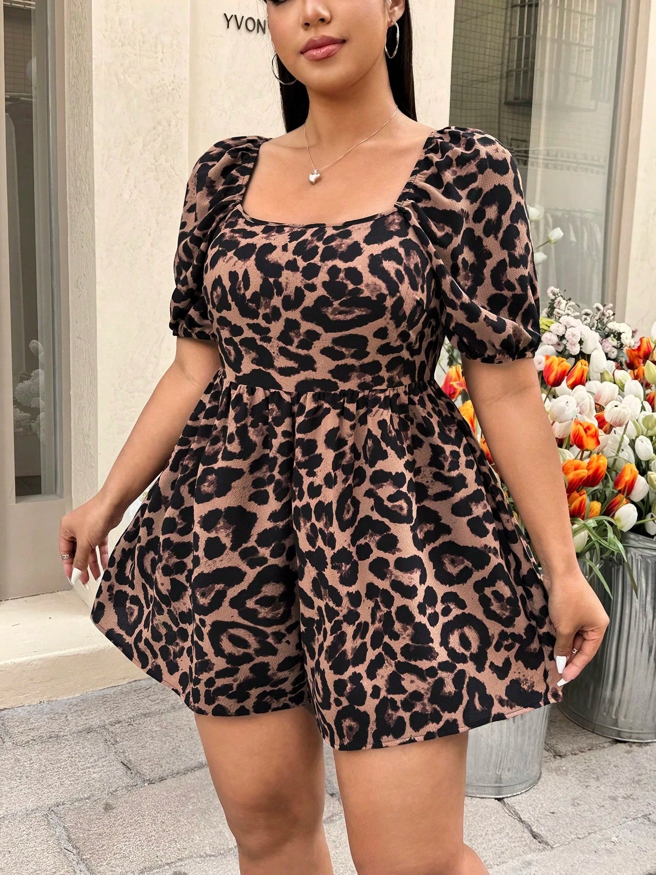 Fierce Plus Size Leopard Print Romper