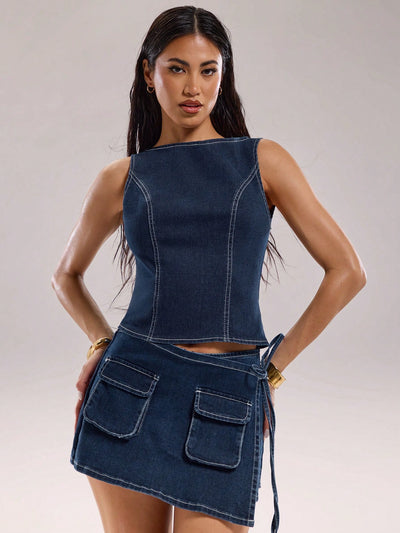 Stylish Sleeveless Denim Blouse for All Occasions