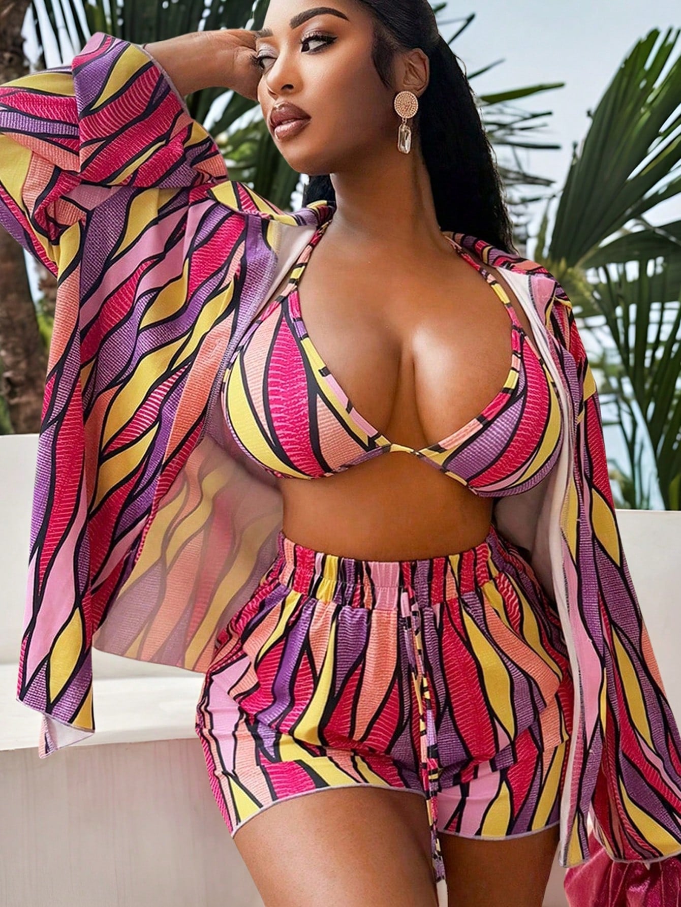 Vibrant Holiday All-Over Print Shorts & Long Sleeve Set