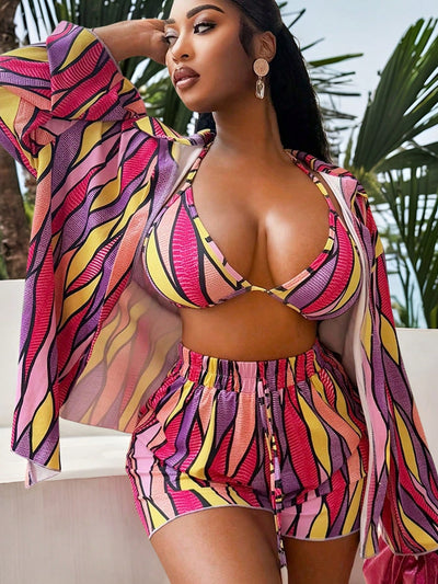Vibrant Holiday All-Over Print Shorts & Long Sleeve Set