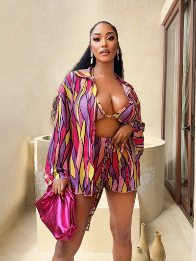 Vibrant Holiday All-Over Print Shorts & Long Sleeve Set