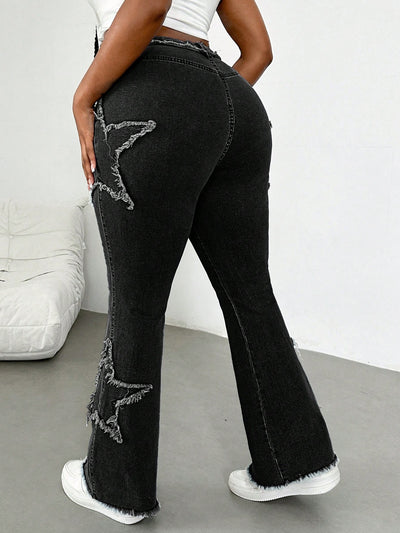 Plus Size Women’s Blue Elastic Skinny Flare Jeans