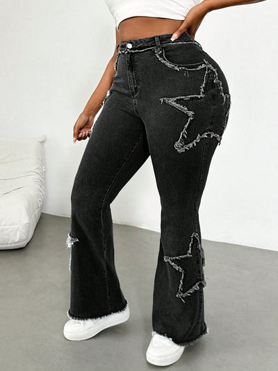 Plus Size Women’s Blue Elastic Skinny Flare Jeans