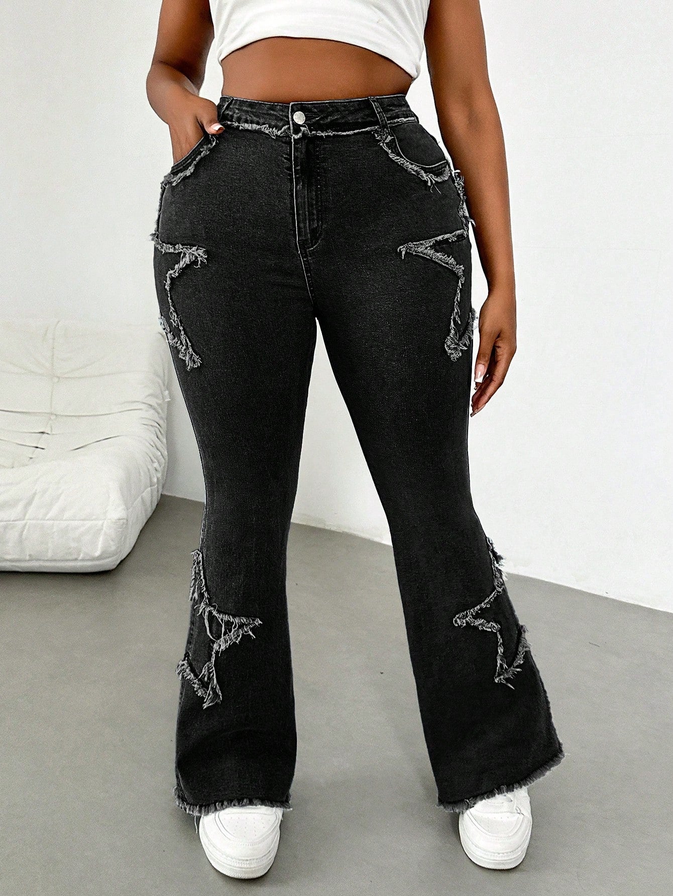 Plus Size Women’s Blue Elastic Skinny Flare Jeans