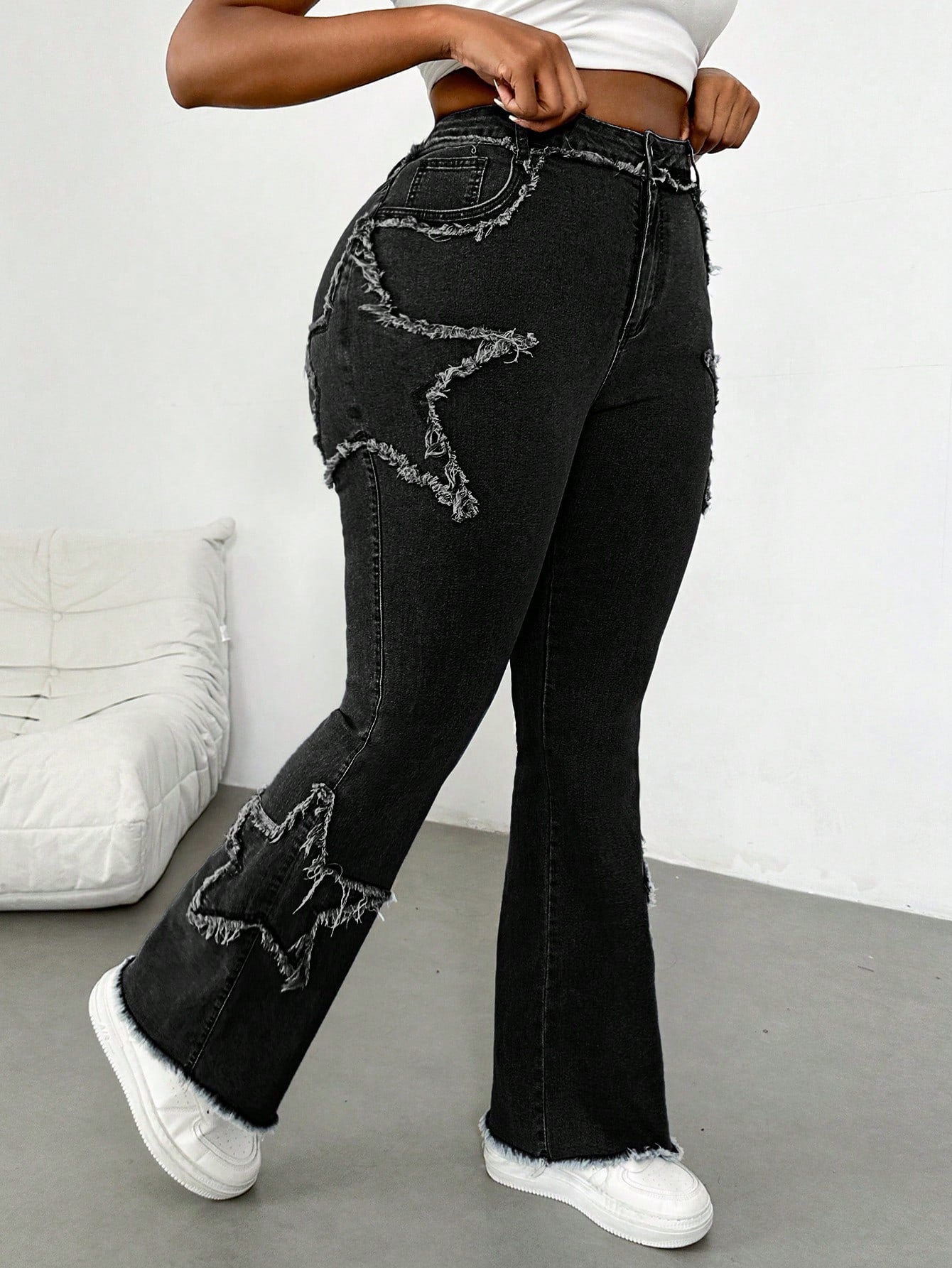 Plus Size Women’s Blue Elastic Skinny Flare Jeans