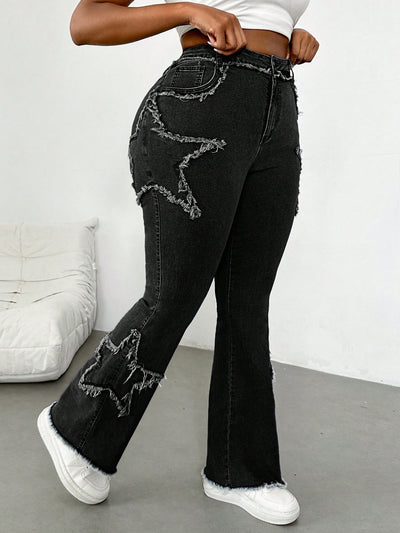 Plus Size Women’s Blue Elastic Skinny Flare Jeans