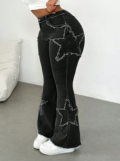 Plus Size Women’s Blue Elastic Skinny Flare Jeans