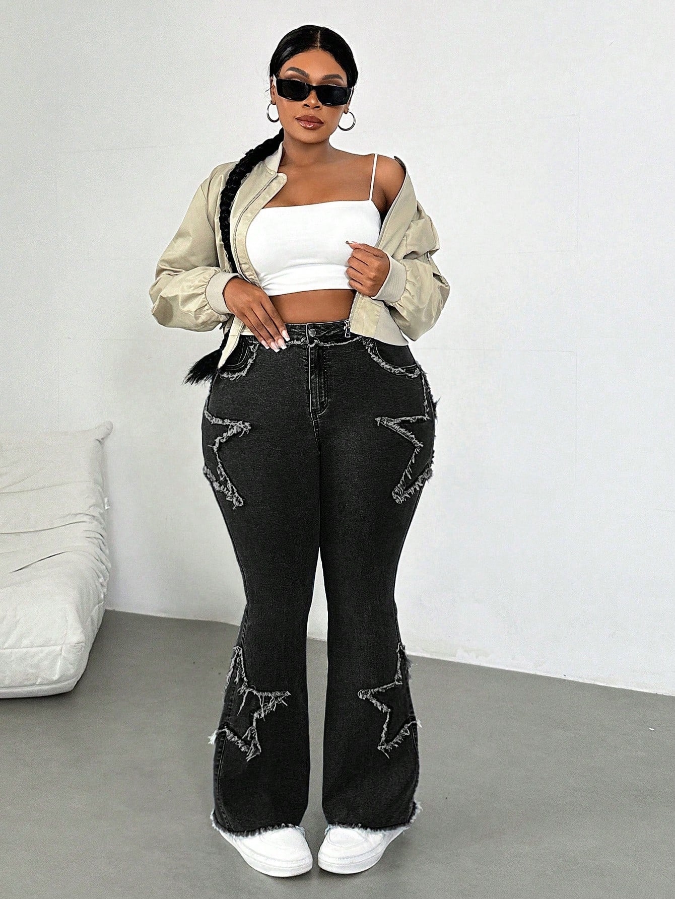 Plus Size Women’s Blue Elastic Skinny Flare Jeans