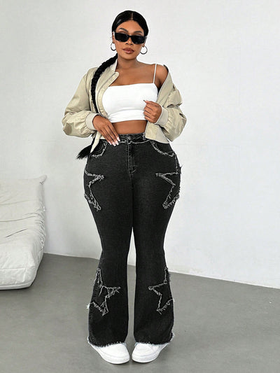 Plus Size Women’s Blue Elastic Skinny Flare Jeans