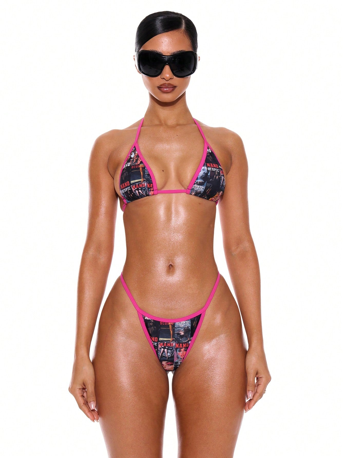 High Waist Graphic Print Bikini Bottoms
