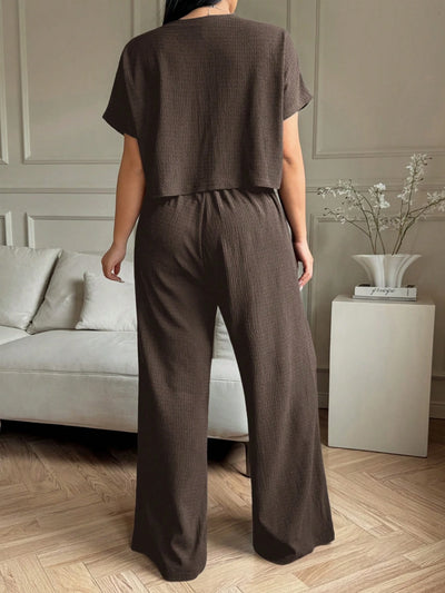 Effortless Plus Size Crew Neck Top & Pants Set
