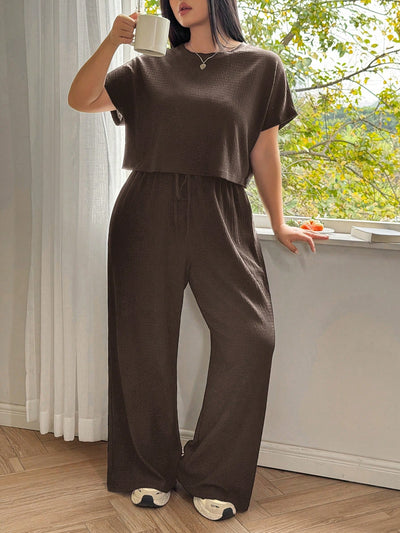 Effortless Plus Size Crew Neck Top & Pants Set