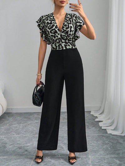 Chic Plunging Neck Butterfly Sleeve Jumpsuit