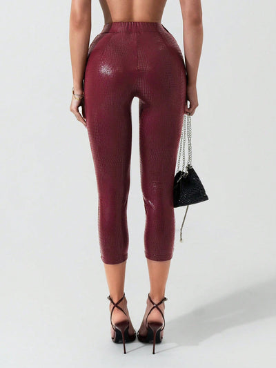 Vibrant Low Waist Red Party Leggings