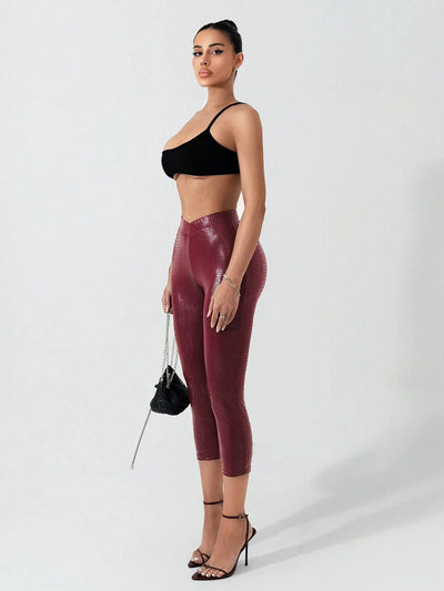 Vibrant Low Waist Red Party Leggings
