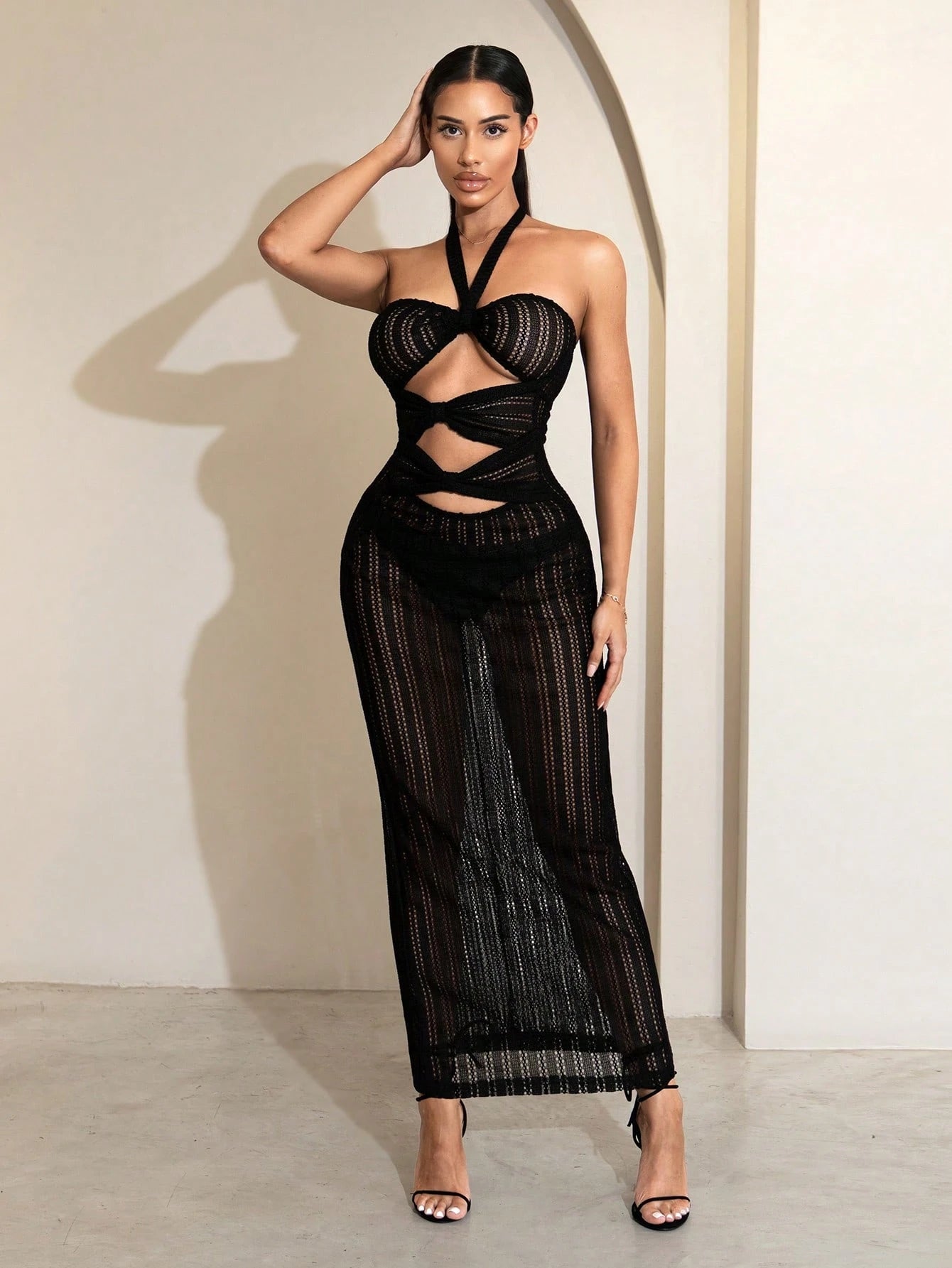 Elegant Summer Mesh Dress with Slit