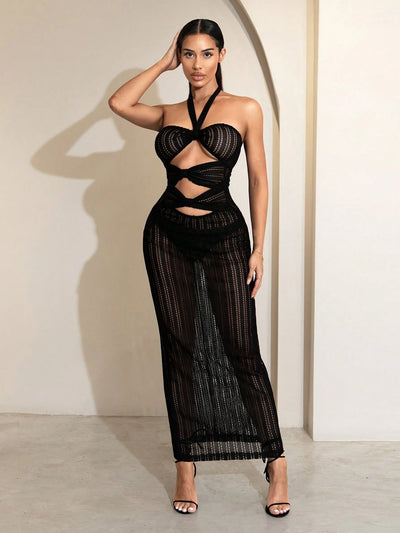 Elegant Summer Mesh Dress with Slit