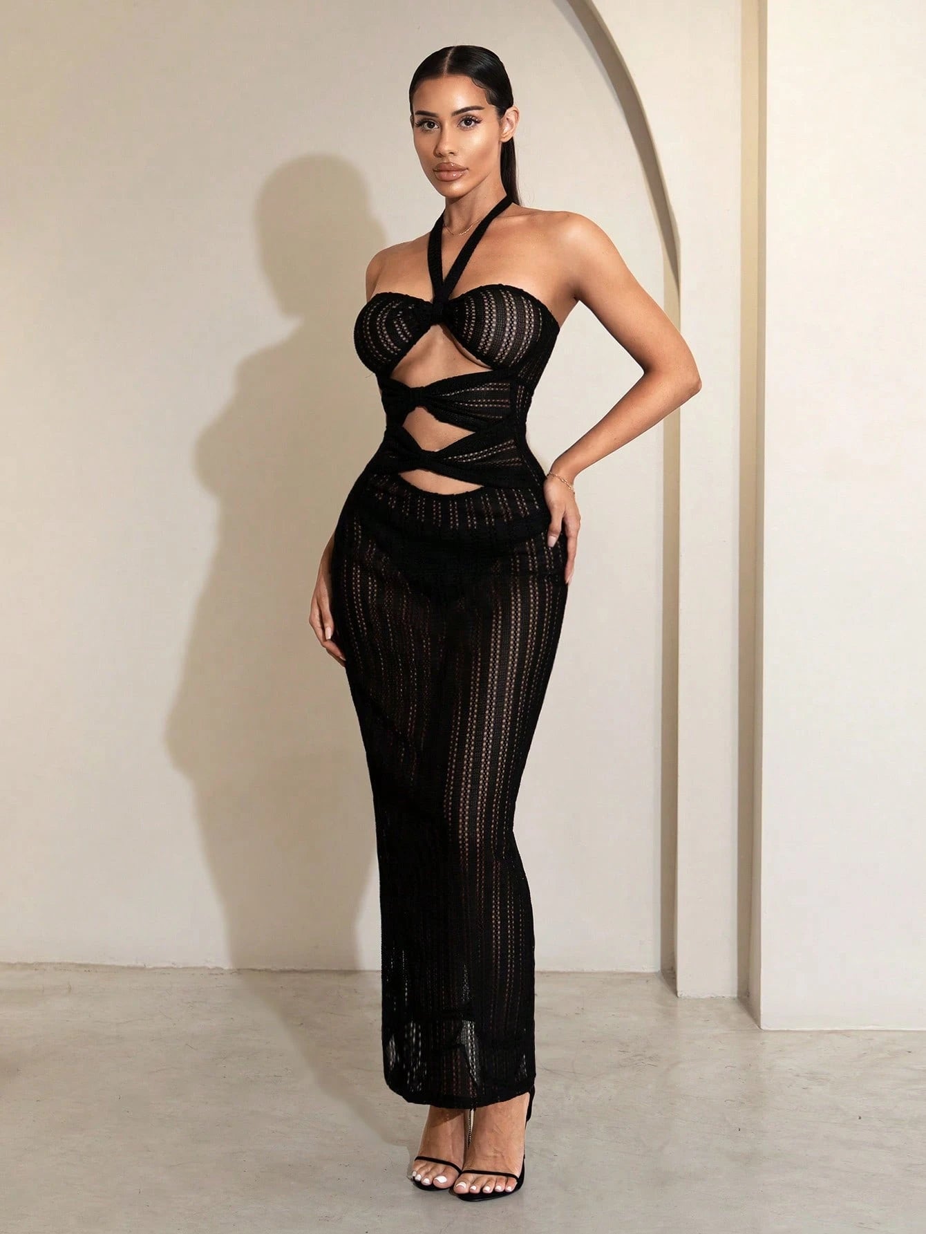 Elegant Summer Mesh Dress with Slit