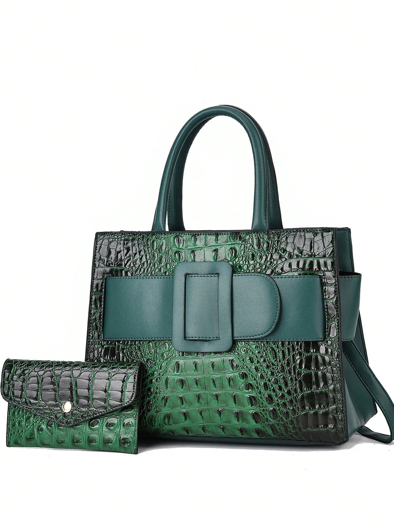 Luxurious Crocodile Embossed Handbag Set