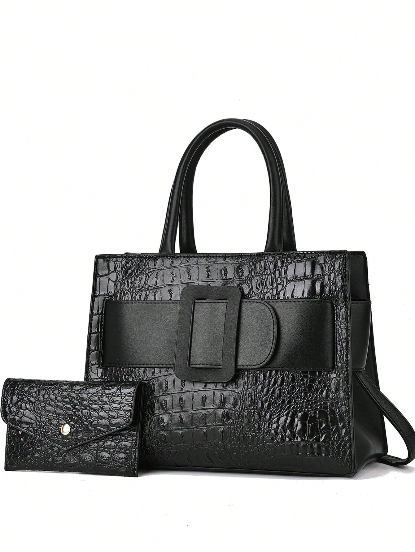 Luxurious Crocodile Embossed Handbag Set