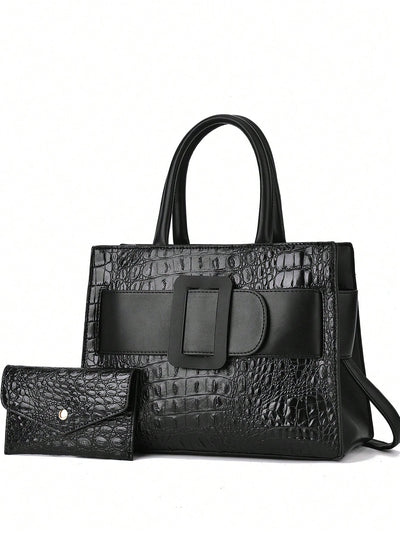 Luxurious Crocodile Embossed Handbag Set