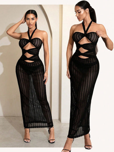 Elegant Summer Mesh Dress with Slit