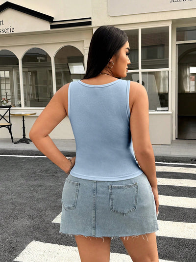 Elegant Plus Size Rhinestone Tank Top