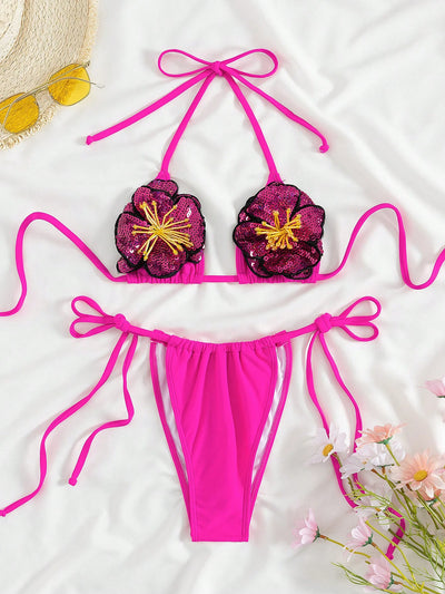 Stunning Avant-Garde 3D Flower Bikini Set