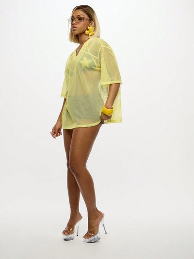 Retro Varsity Mesh Beach Cover Up - Effortless Style