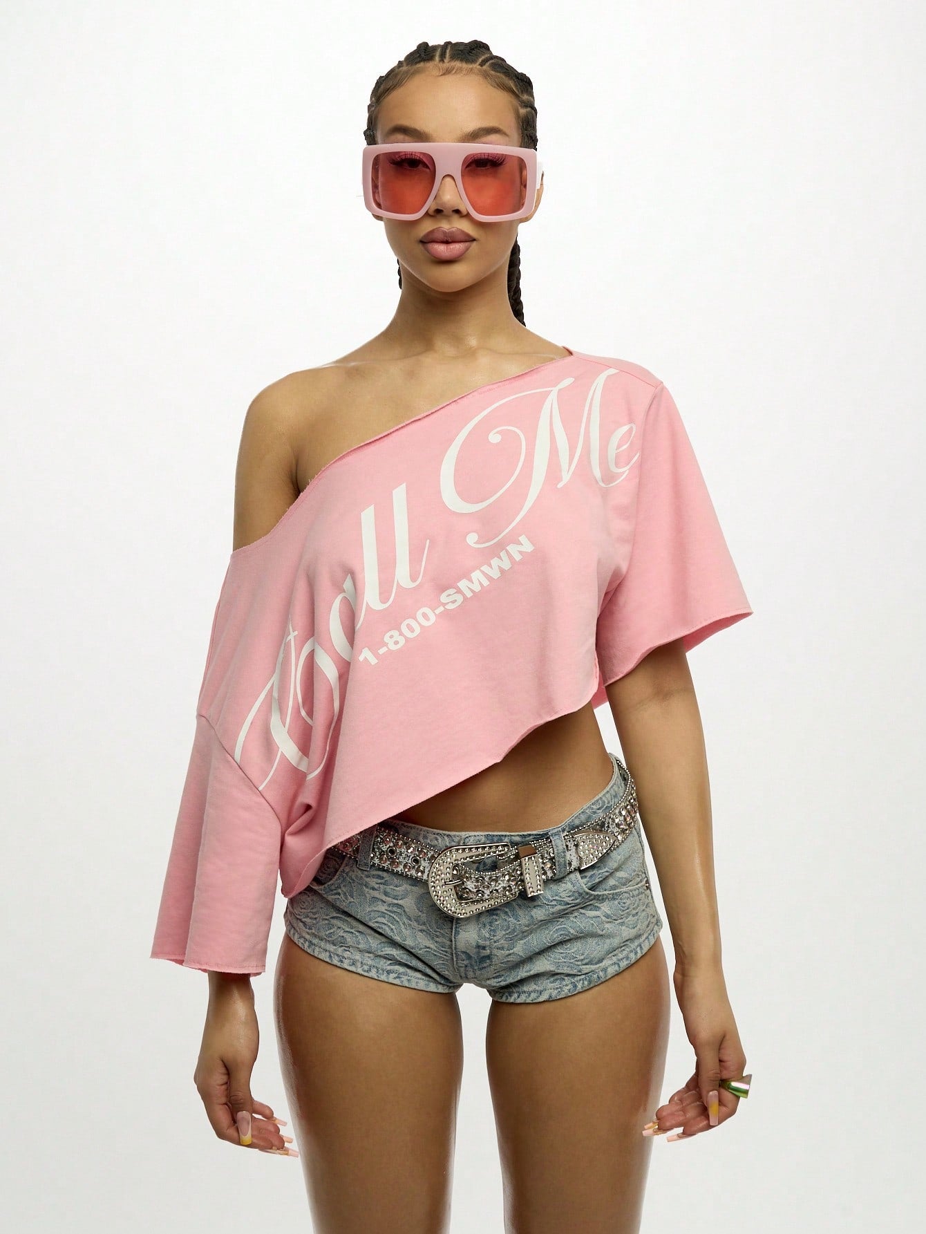 Stylish Off Shoulder Asymmetrical Cropped Tee