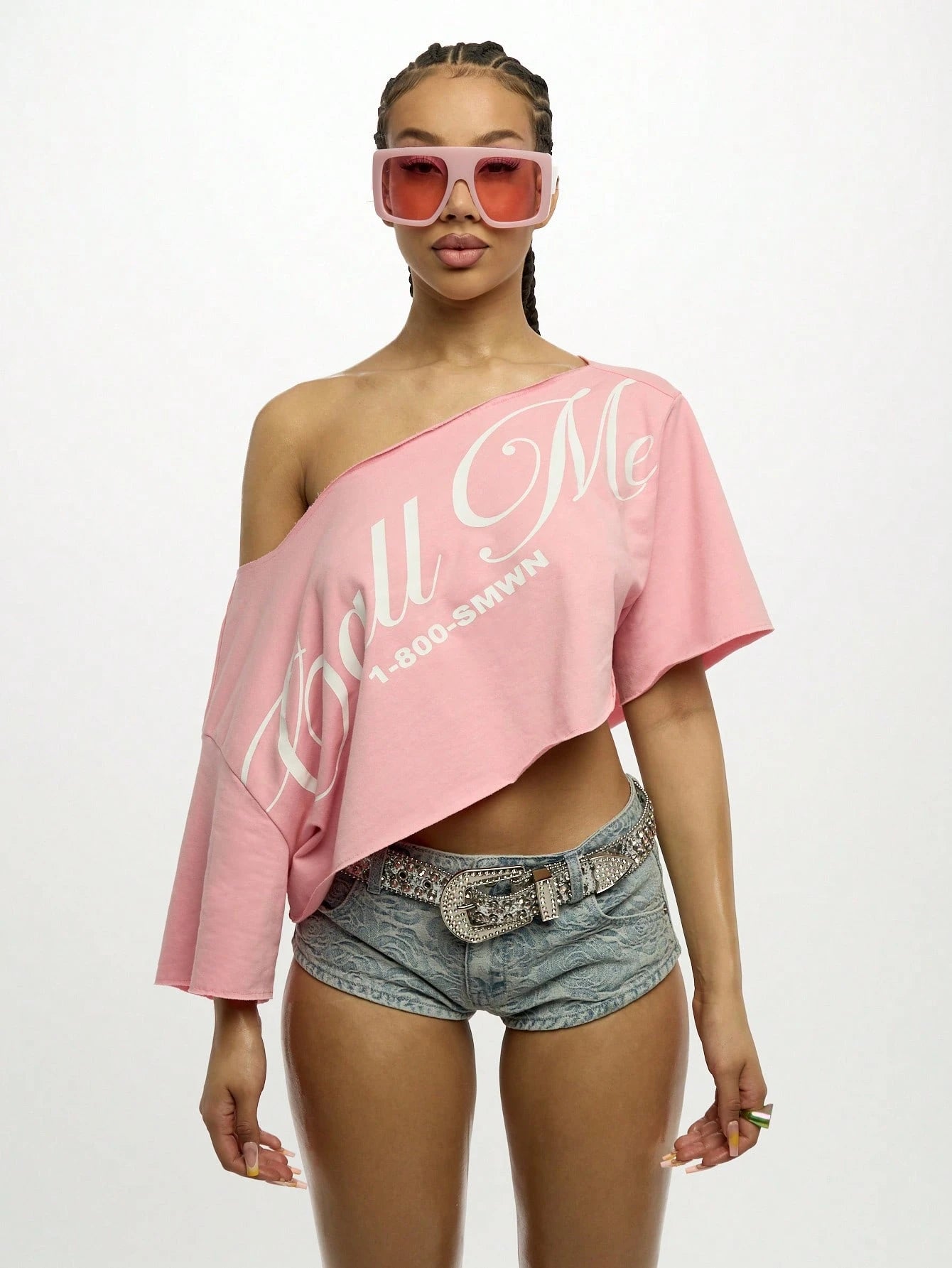 Stylish Off Shoulder Asymmetrical Cropped Tee
