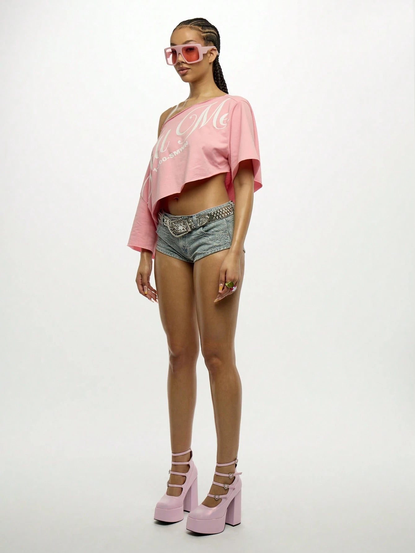 Stylish Off Shoulder Asymmetrical Cropped Tee