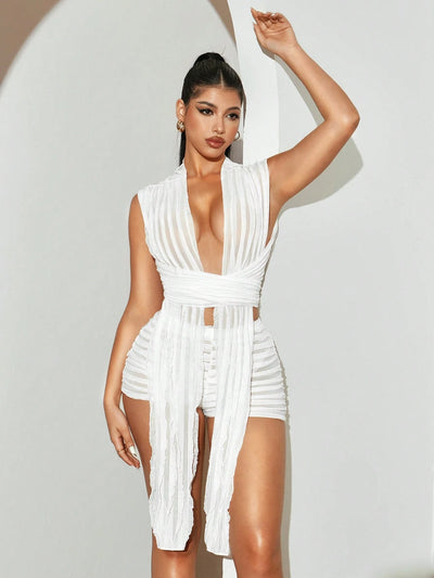 Women's Allure Deep V-Neck Crop Top & Shorts Set