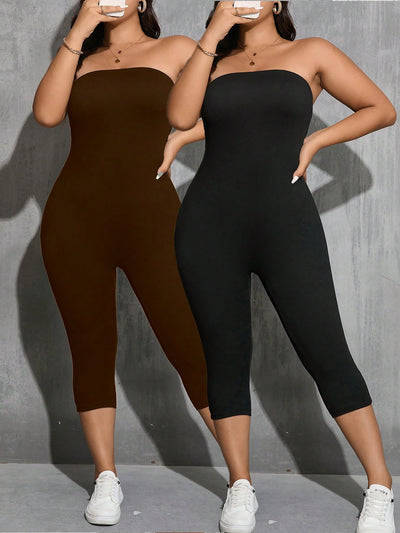 Chic Plus Size Strapless Summer Jumpsuit