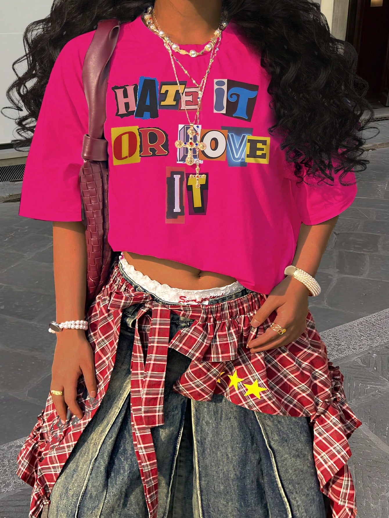 Plus Size Women's Stylish Letter Print T-Shirt