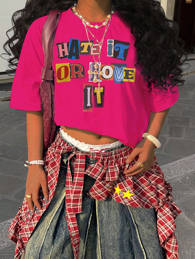 Plus Size Women's Stylish Letter Print T-Shirt