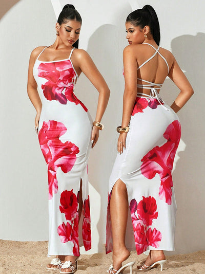 Sublime Black Floral Lace Maxi Dress