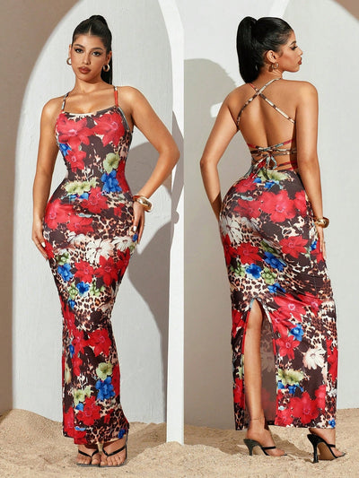 Sublime Black Floral Lace Maxi Dress