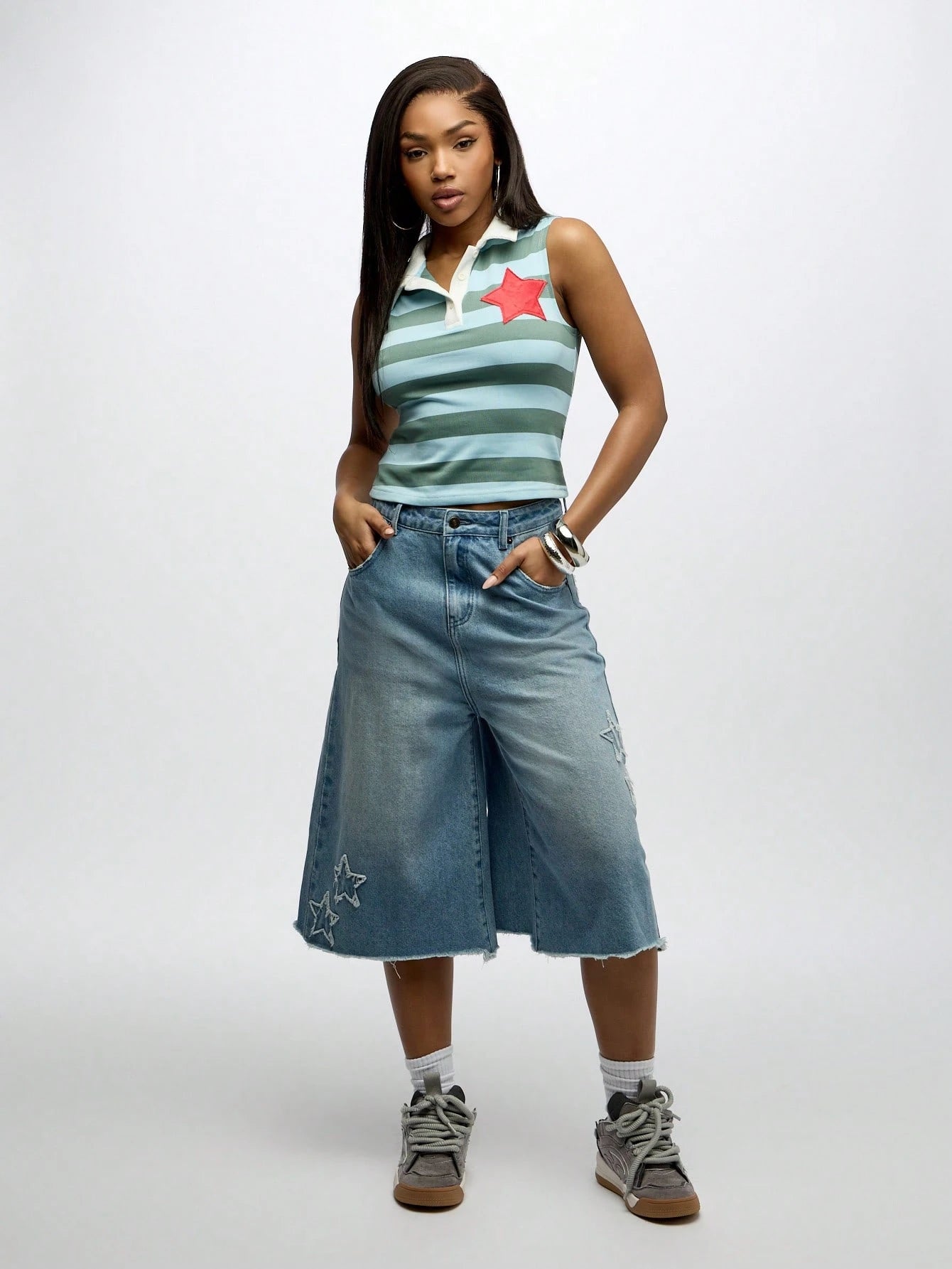 Retro Striped Rugby Vest Tank for Women