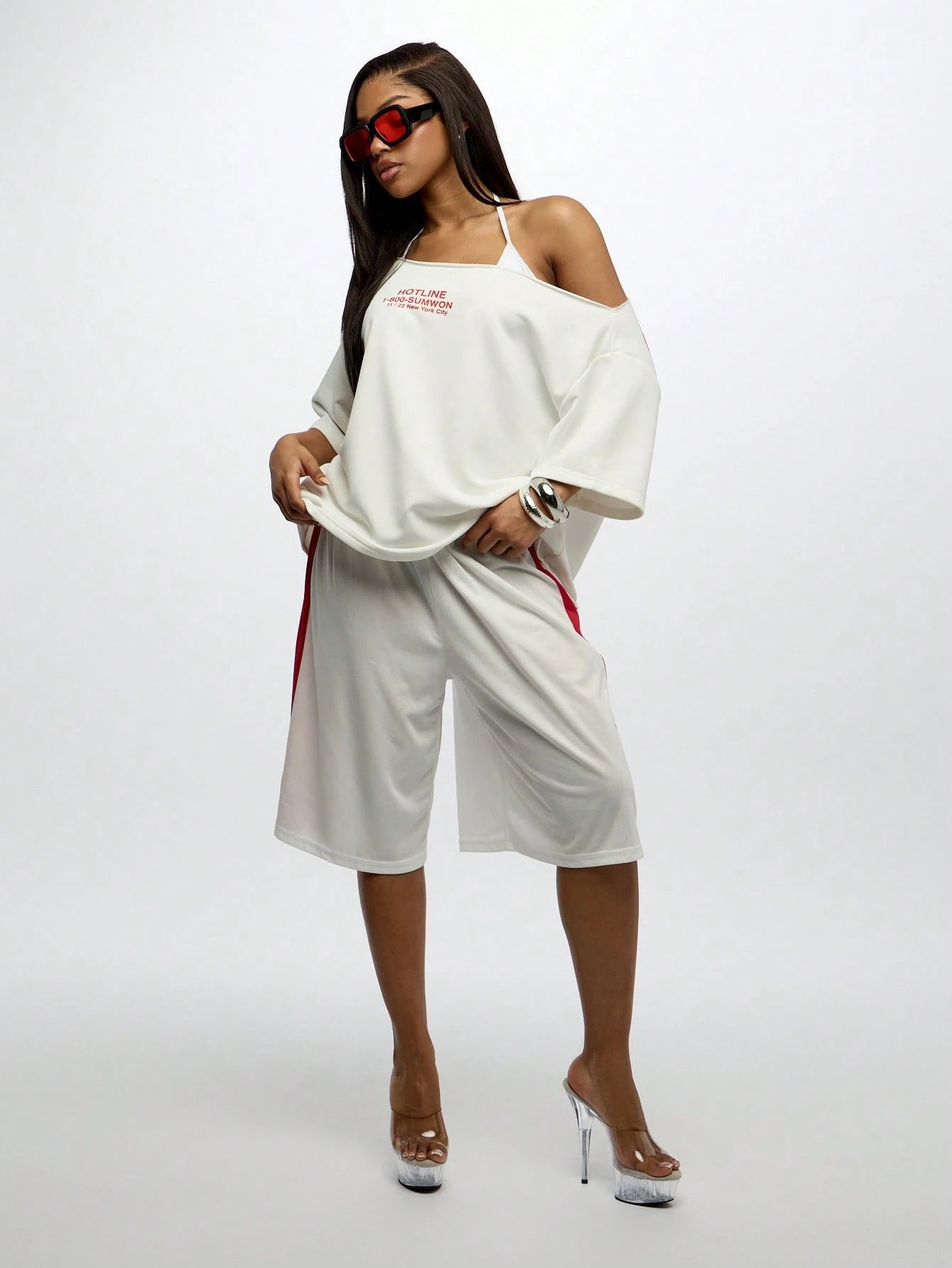 Stylish Off Shoulder Oversized Graphic Tee