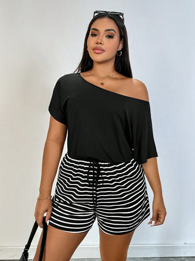 Plus Size Striped Romper for Effortless Summer Style